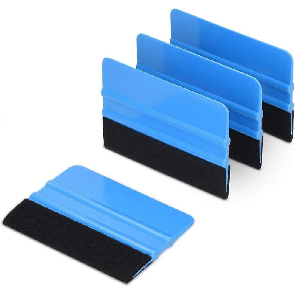 (As Show, One Size) 4 Pack Plastic Felt Squeegee - Soft Vinyl Car Squeegee Window Tint Application Tool - 3.9" Soft Felt Scraper. 4704245203191