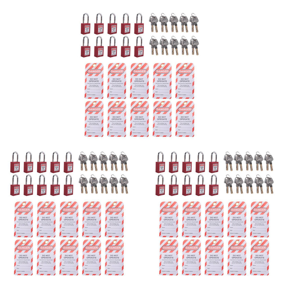 10 Red Lockout Tagout Locks with 10 Lock Tag Out Tags,Keyed Different-image-OPC-PHPCRGM-NEW