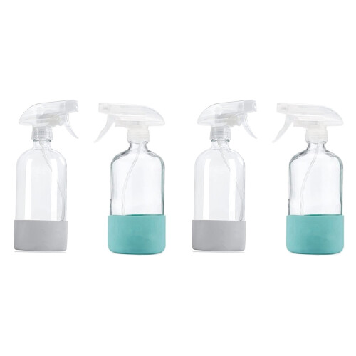 Glass Bottles with Silicone Sleeve, for Cleaning Solutions