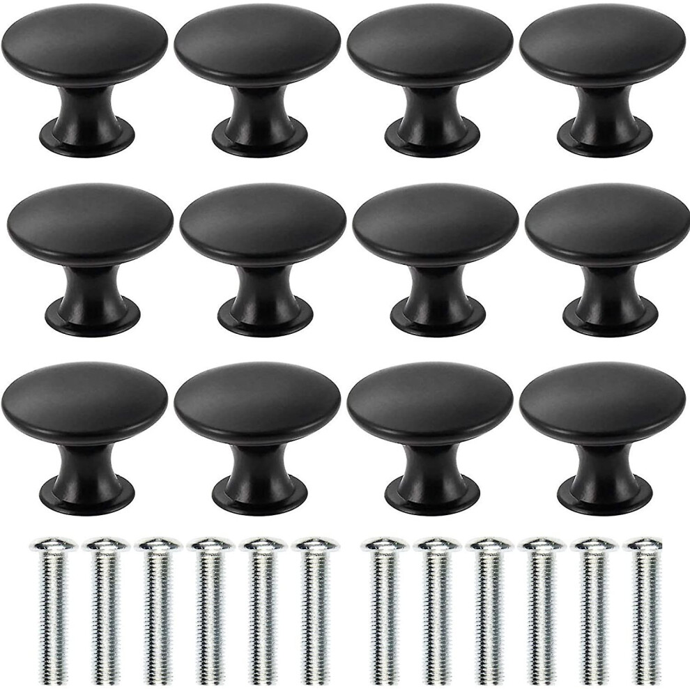 (As Show, One Size) Set Of 12 Vintage Antique Brass Drawer Knobs 30Mm Diameter For Cabinet Drawer (Black) 4704245231293