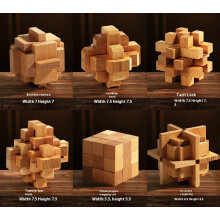(6pcs-4, 12-14) Large 6-10cm Wooden Burr Puzzles - 6 Level Brain Teasers from Kids to Adults - Premium Beechwood Stocking Filler Desk Decor Gift