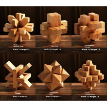 (6pcs-3, 10-12) Large 6-10cm Wooden Burr Puzzles - 6 Level Brain Teasers from Kids to Adults - Premium Beechwood Stocking Filler Desk Decor Gift