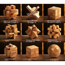 (9pcs-C, 12-17) Large 6-10cm Wooden Burr Puzzles - 6 Level Brain Teasers from Kids to Adults - Premium Beechwood Stocking Filler Desk Decor Gift