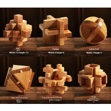 (6pcs-2, 7-9) Large 6-10cm Wooden Burr Puzzles - 6 Level Brain Teasers from Kids to Adults - Premium Beechwood Stocking Filler Desk Decor Gift