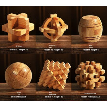 (6pcs-6, Adult) Large 6-10cm Wooden Burr Puzzles - 6 Level Brain Teasers from Kids to Adults - Premium Beechwood Stocking Filler Desk Decor Gift