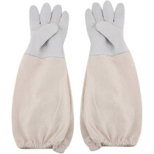 (As show, One size) Synthetic Leather Beekeeping Gloves, One Pair Wide Ventilated Sleeve Beekeeping Protective Gloves, Perfect for Beginner and Professional Beekeeper(XLL