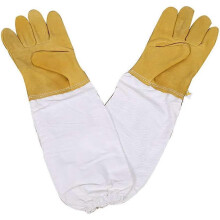 (As show, One size) Beekeeping Gloves, Durable Long Sleeve Sheepskin Protective Gloves Perfect for Beginner Beekeeper (Yellow)