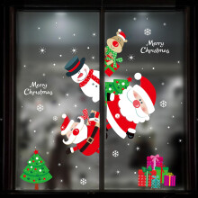 (As show, One size) Christmas Decoration Diy Christmas Window Stickers Reusable Christmas Window Sticker Christmas Window Stickers Christmas Decoration Removable Wall Doo