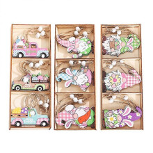 Easter Wooden Ornaments Embellishments Home Decoration Assorted Color 15.00X7.30X0.20CM 3 Boxes