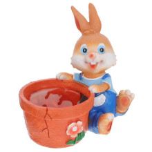 Resin Flowerpot Cartoon Succulent Planter Rabbit-Shaped for Indoor Decor Blue 11x17x14cm Home Decoration 1Pc