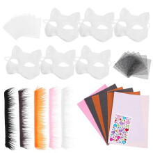 Paper Cat Masks Diy Cosplay Prop Half Face Cat Shape Assorted Color 18.50X17.00X8.00CM 1Set