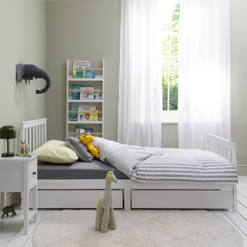 Noa and Nani Otis Single Bed 3ft Frame with 2 Storage Drawers in White 1