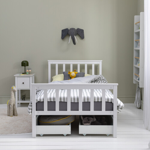 Noa and Nani Otis Single Bed 3ft Frame with 2 Storage Drawers in White 2