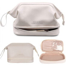 (White) Make -up bags for large -capacity travel, double -layer portable makeup bag, girls