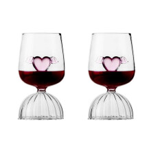 2-Pack Heart Goblets - 12oz Clear Cocktail Glasses for Events