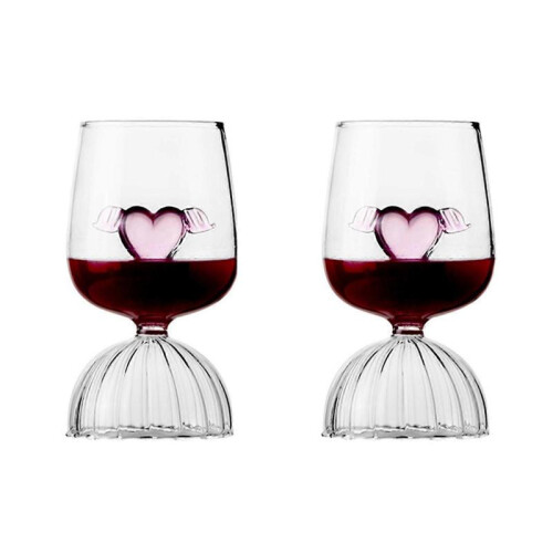 2-Pack Heart Goblets - 12oz Clear Cocktail Glasses for Events