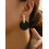 (Black）Round Drop Earrings 1