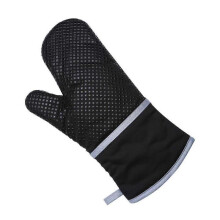 (Black) Square Silicone Gloves, Anti-scalding Heat-resistant Oven Gloves