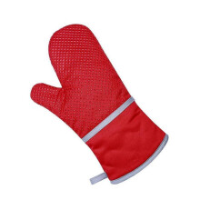 (Red) Square Silicone Gloves, Anti-scalding Heat-resistant Oven Gloves