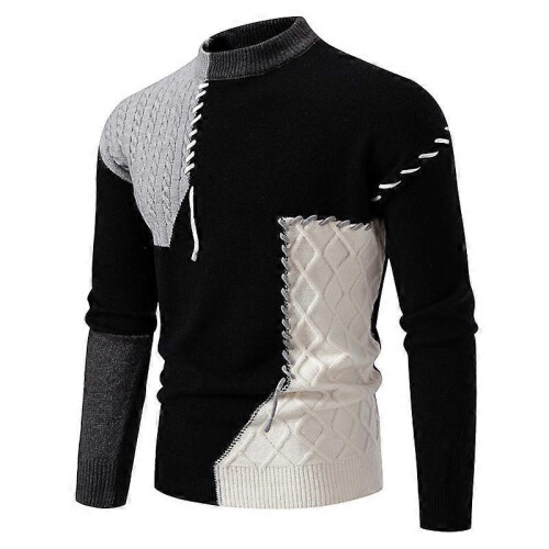 (L, Gray) Crochet Sweaters for Men,Pullover Shirts Casual  Fall Winter Shirt