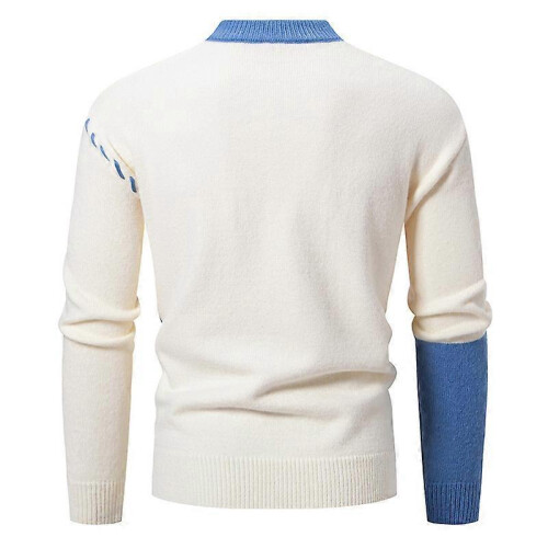 (3XL, Blue) Crochet Sweaters for Men,Pullover Shirts Casual  Fall Winter Shirt 2