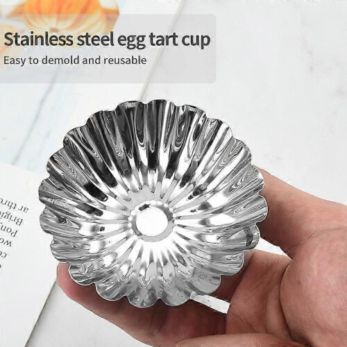 (8*6.7*2cm) 30pcs Cupcake Mold, Stainless Steel Mini Egg Tart Mold 2