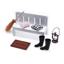 (As show, One size) Vintage Bench Carpet Model Dollhouse Decorations Pretend Playset Toy