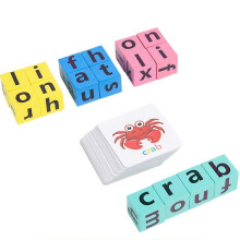 (As show, One size) Wood Spelling Game Cards Preschool Learning English Spelling Game Puzzle Toy