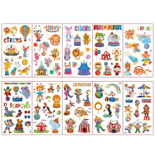 (As show, One size) 10sheets/Set Circus Troup Stickers Waterproof Children Temporary Tattooes