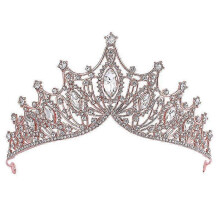 (Rose Gold) Vintage Crystal Party Tiara, Elegant Crown for Girls' Events