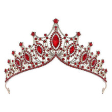 (Red) Vintage Crystal Party Tiara, Elegant Crown for Girls' Events