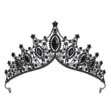 (White Black) Vintage Crystal Party Tiara, Elegant Crown for Girls' Events