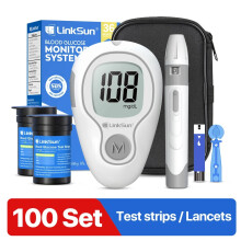LinkSun G-425-3 Blood Glucose Meter 100pcs Test Strips Medical Diabetes Blood Sugar Test Monitor Complete Kit