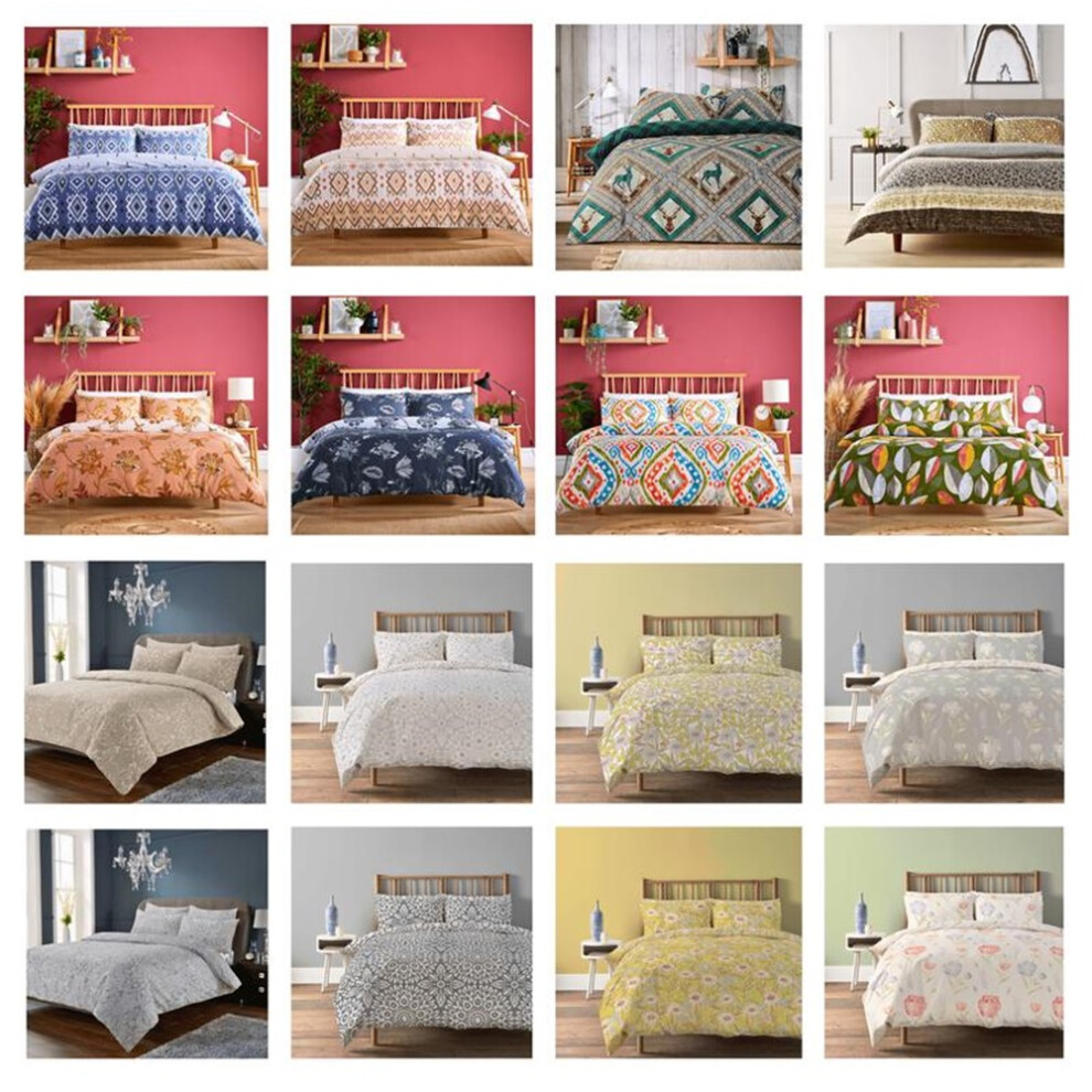 Luxury Super Soft Cotton Rich Duvet Sets Easycare Comfortable Bedding Includes Duvet Cover & Pillowcases in Single Double King Size