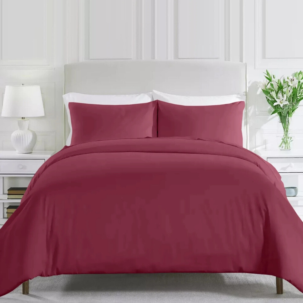 Imperial Rooms (Super King Plain Duvet Cover 3Pcs) Red Christmas Duvet Cover Set Single Double King