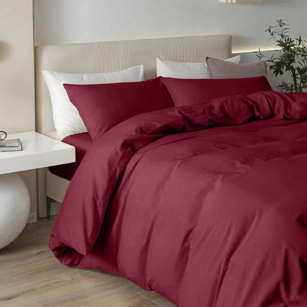 Imperial Rooms (King Plain Duvet Cover Set Fitted Sheet 4Pcs Bedding Set) Red Christmas Duvet Cover Set Single Double King