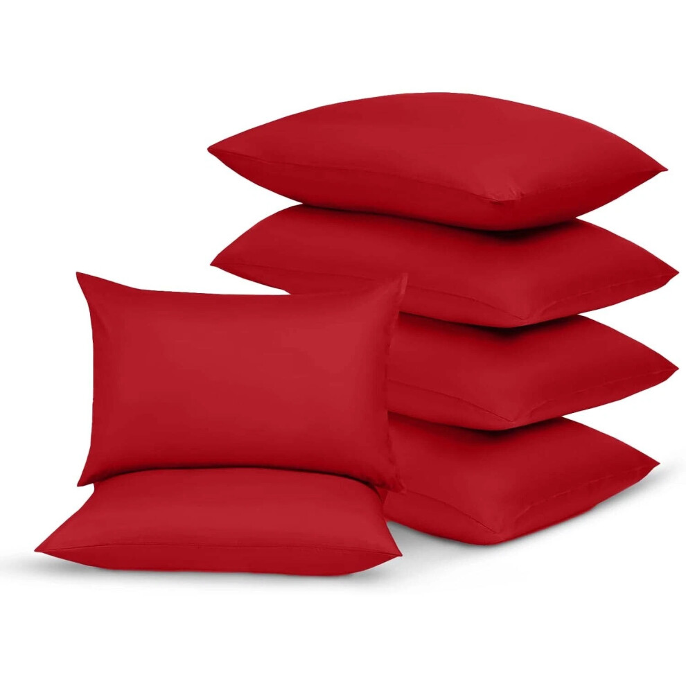 (Plain Pillowcase 6-Pack) Red Christmas Duvet Cover Set Single Double King
