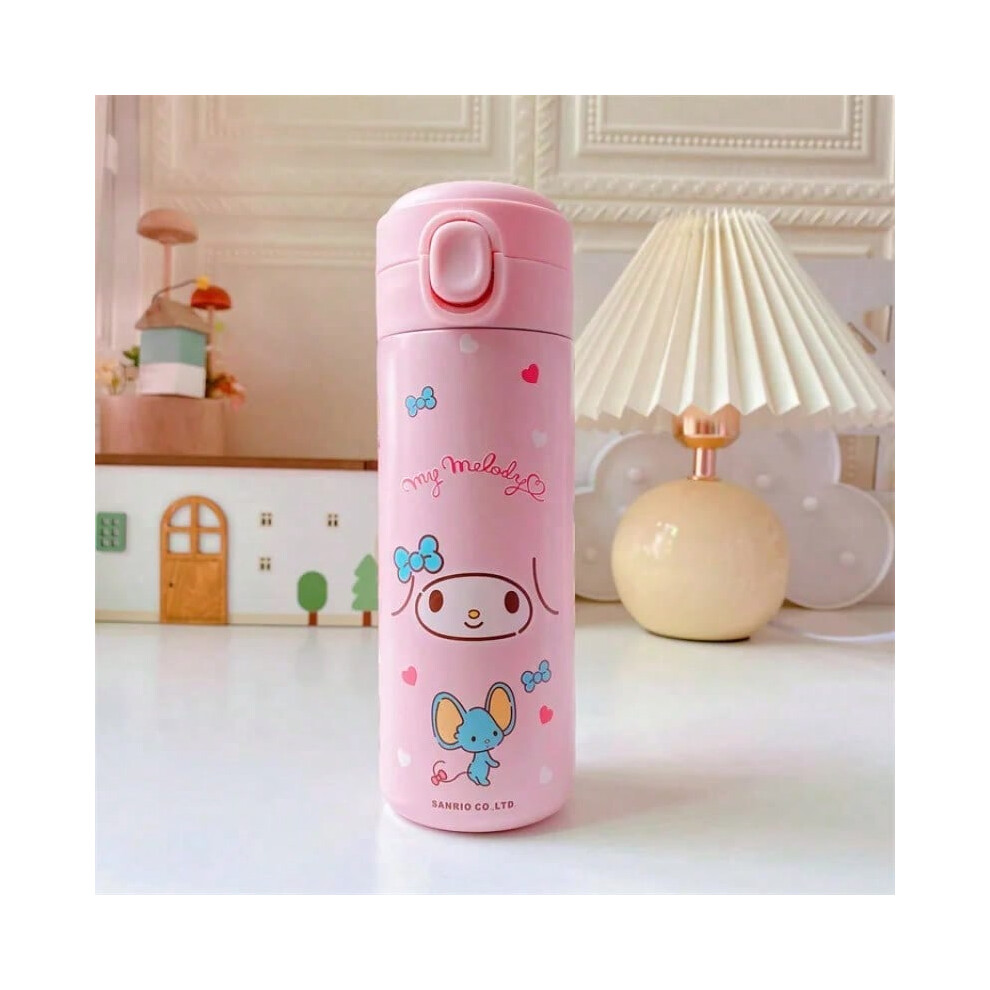 (10, 420ML) Sanrio Hello Kitty Kuromi Melody Cartoon Stainless Bounce Cup Creative Trending Student Water Bottle Large Capacity Thermos Cup-image-OPC-PHPDBWV-NEW