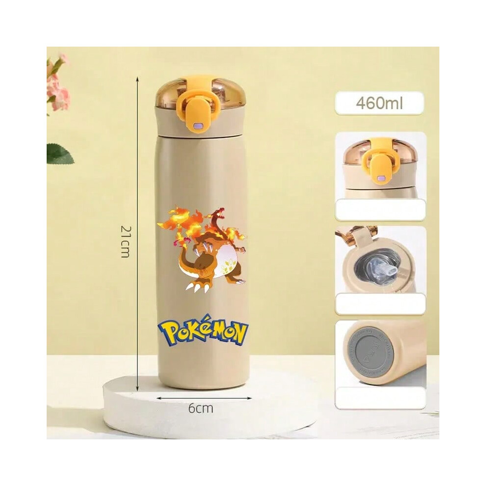 (6-3, 460ml) Pokemon 460ML Pikachu Portable Kids Thermos Mug with Straw Stainless Steel Cartoon Vacuum Flasks Cute Thermal Water Bottle-image-OPC-PHPDBYX-NEW