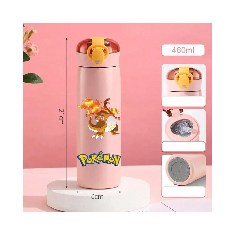 (6-2, 460ml) Pokemon 460ML Pikachu Portable Kids Thermos Mug with Straw Stainless Steel Cartoon Vacuum Flasks Cute Thermal Water Bottle-image-OPC-PHPDBZZ-NEW