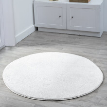 (Comfy Silver) Comfy Shaggy Round Rug Anti-Slip Machine Washable