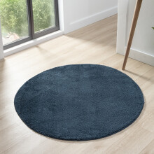 (Comfy Navy) Comfy Shaggy Round Rug Anti-Slip Machine Washable