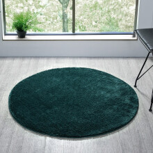 (Comfy Emerald) Comfy Shaggy Round Rug Anti-Slip Machine Washable
