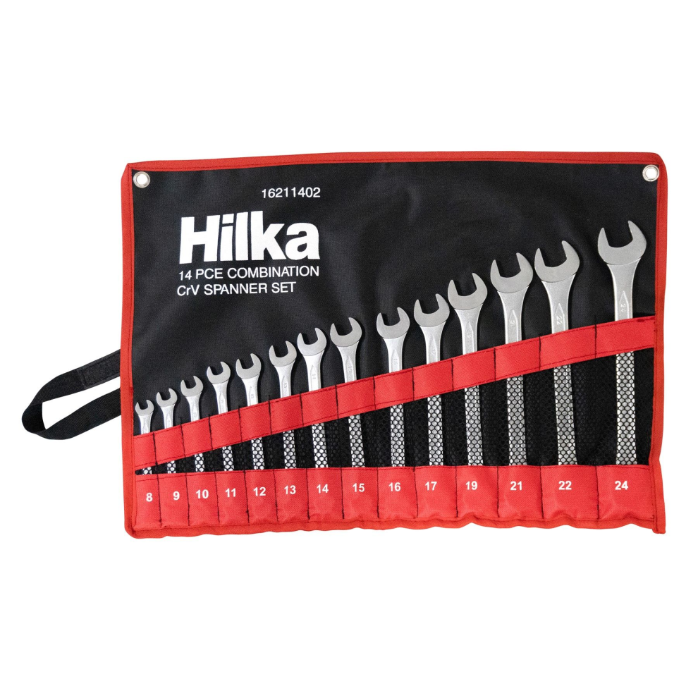HILKA SPANNER SET 14PC METRIC DROP FORGED COMBINATION WRENCH 8-24MM 16211402