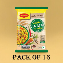 Maggi Atta Noodles – 75g (Pack of 16) | Whole Wheat Instant Noodles | High Fibre & Classic Masala Flavour | Total: 1.2kg