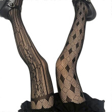 (As show, One size) Women Gothic Fishnet Pantyhose Asymmetrical Star Diamond Mesh Tights Stockings