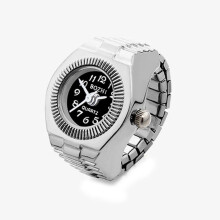 (Rose Red, One size) Ring Watch Fashionable Quartz Analog Round Ring Love Watch Unique Elastic Ring