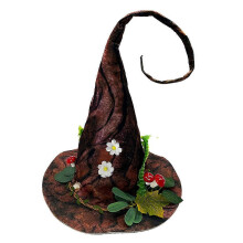(As show, One size) Halloween Witch Hat Women Lady Fashion Halloween Party Cosplay Hat with Flower