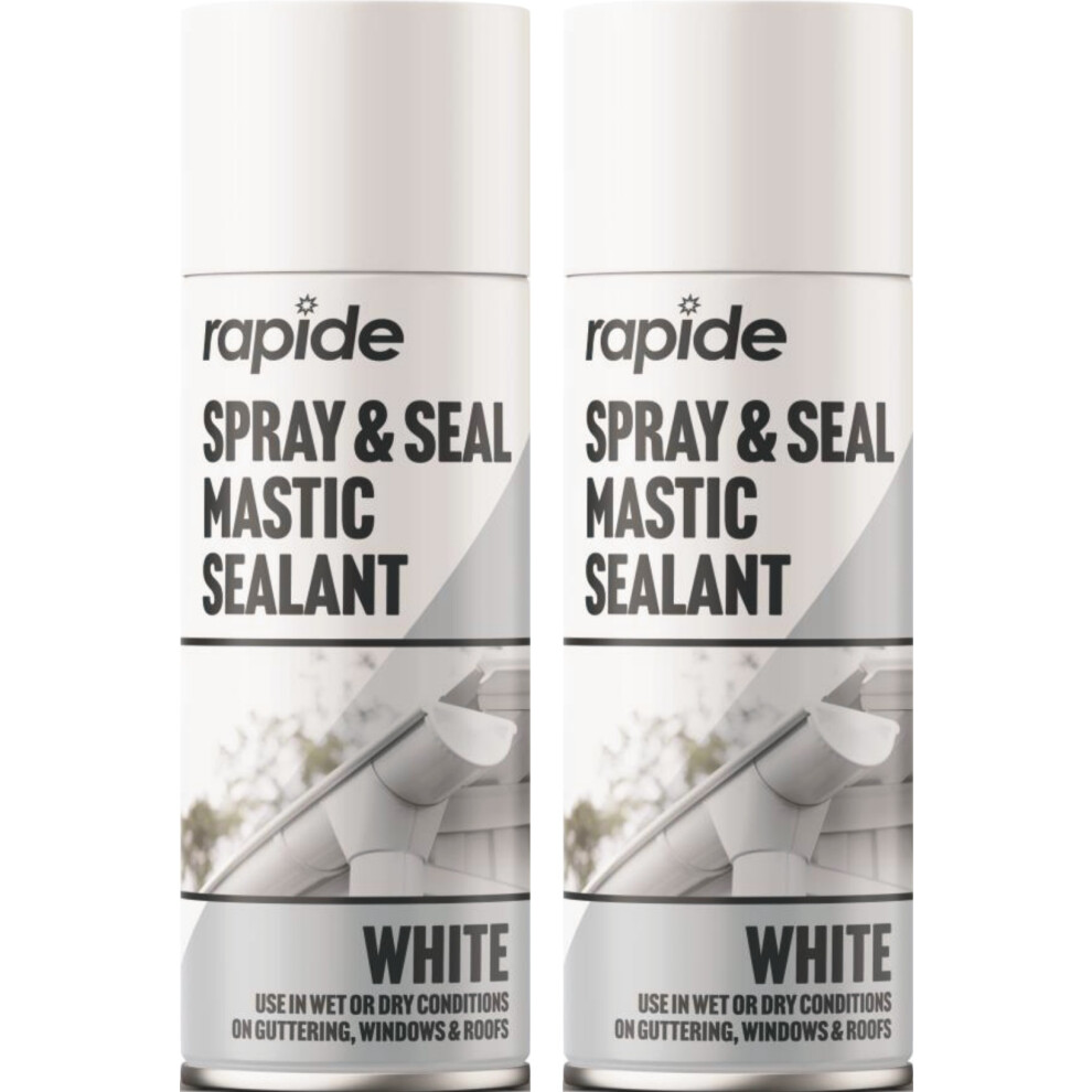 2 x 300mlSpray & Seal Leak Stop Roof Gutter Pipes Windows White Mastic