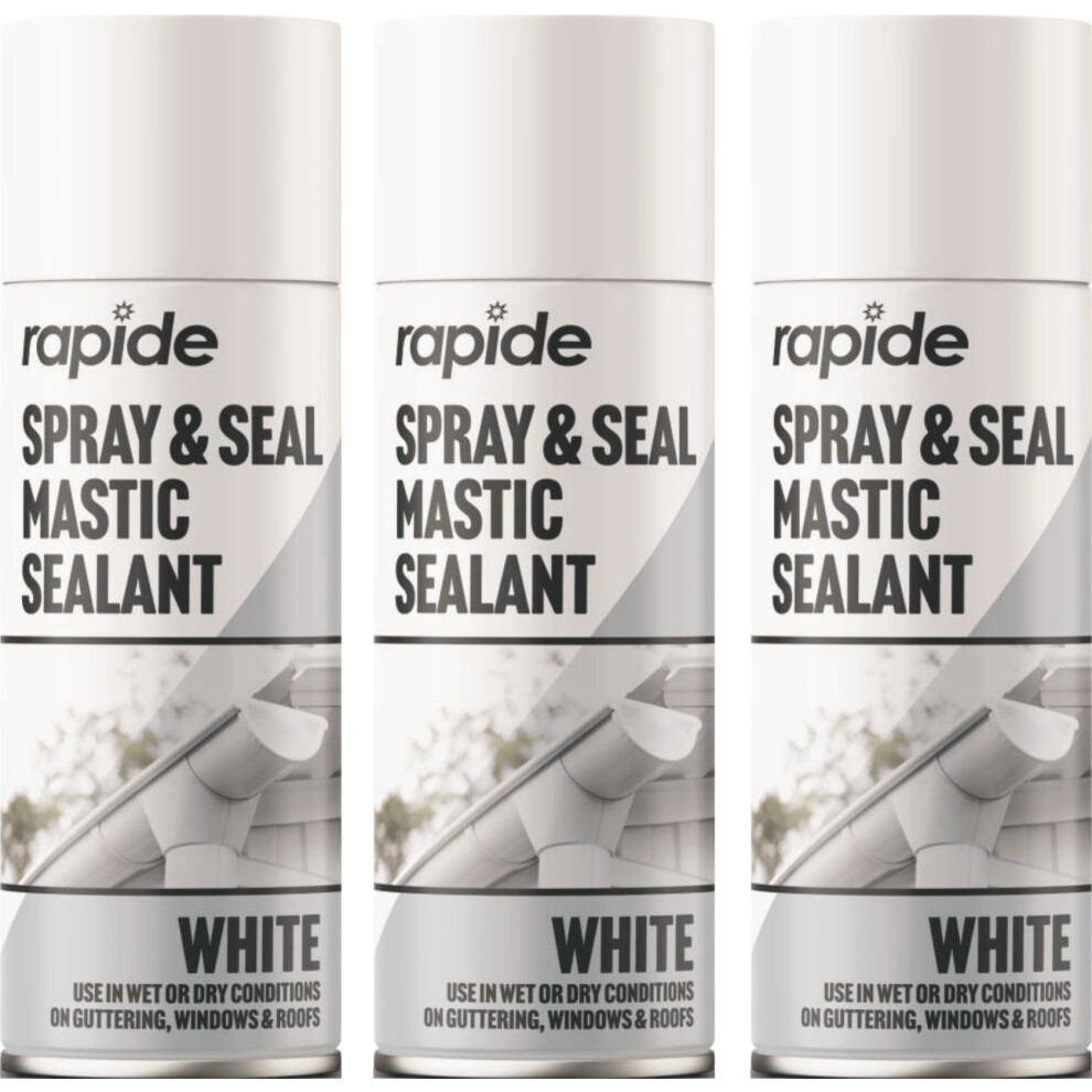 3 x 300mlSpray & Seal Leak Stop Roof Gutter Pipes Windows White Mastic